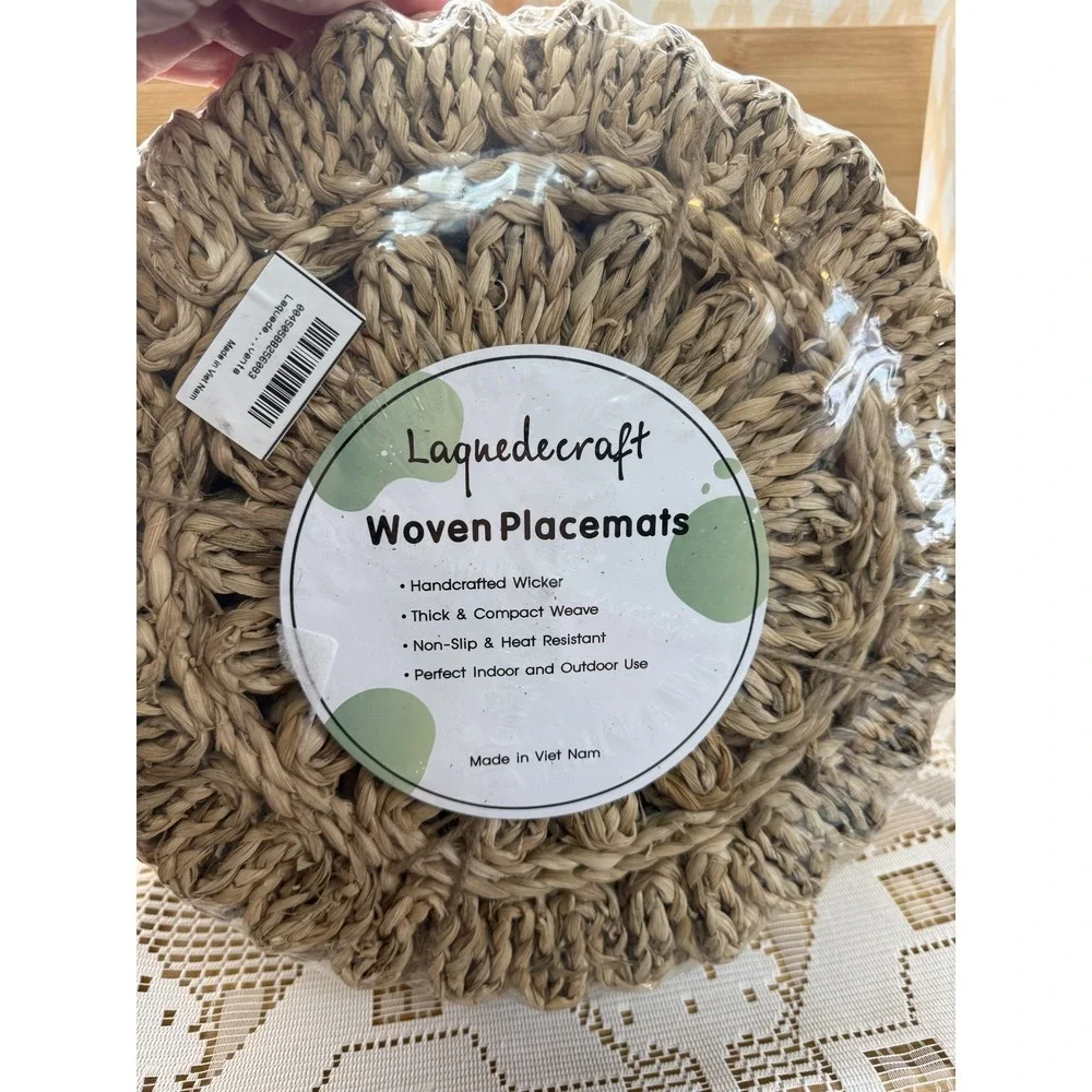 Laquedecraft Woven Placemats Natural Beige Thick & Compact Handcrafted Wicker